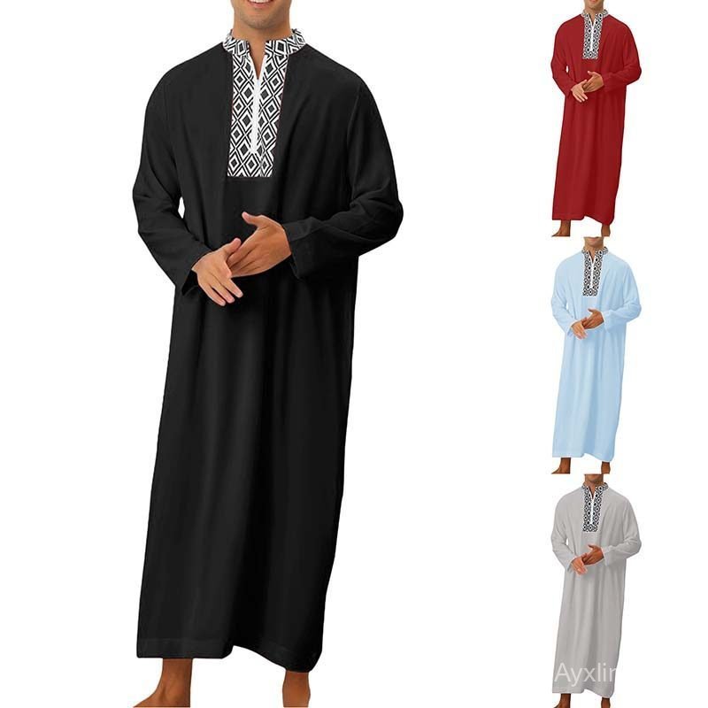 Roupa Muçulmana Masculina Solta de Manga Longa, Kaftan Jubba Túnica Árabe Saudita 7YB9