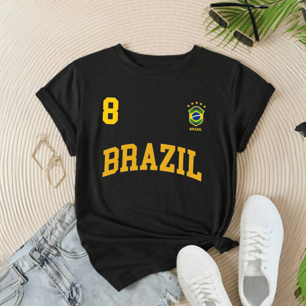 Camiseta Feminina T-shirt Básica 100% Algodão Confortável copa Casual T-shirt Tropical Amazonia Verão Rio Brasil