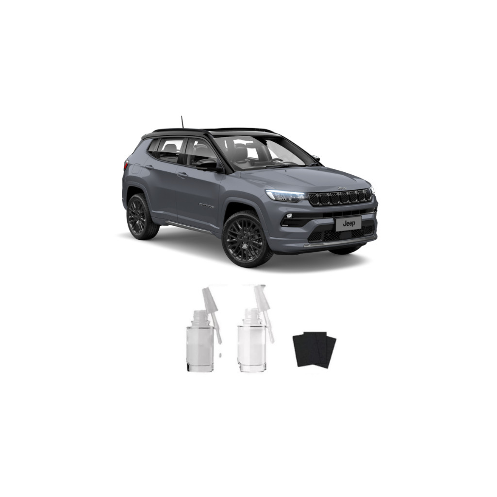 Tinta Tira Risco Automotivo Cinza Sting Jeep + Verniz 15ml
