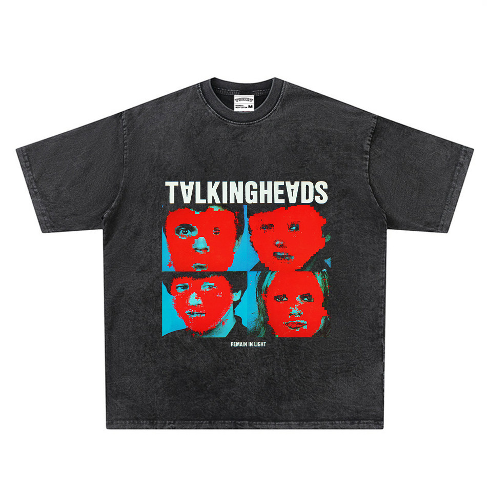 Arquivos De Inteligência Art-Rock De David Byrne | Camiseta Lavada Estética New Wave Alienation , Silhueta Solta Unissex