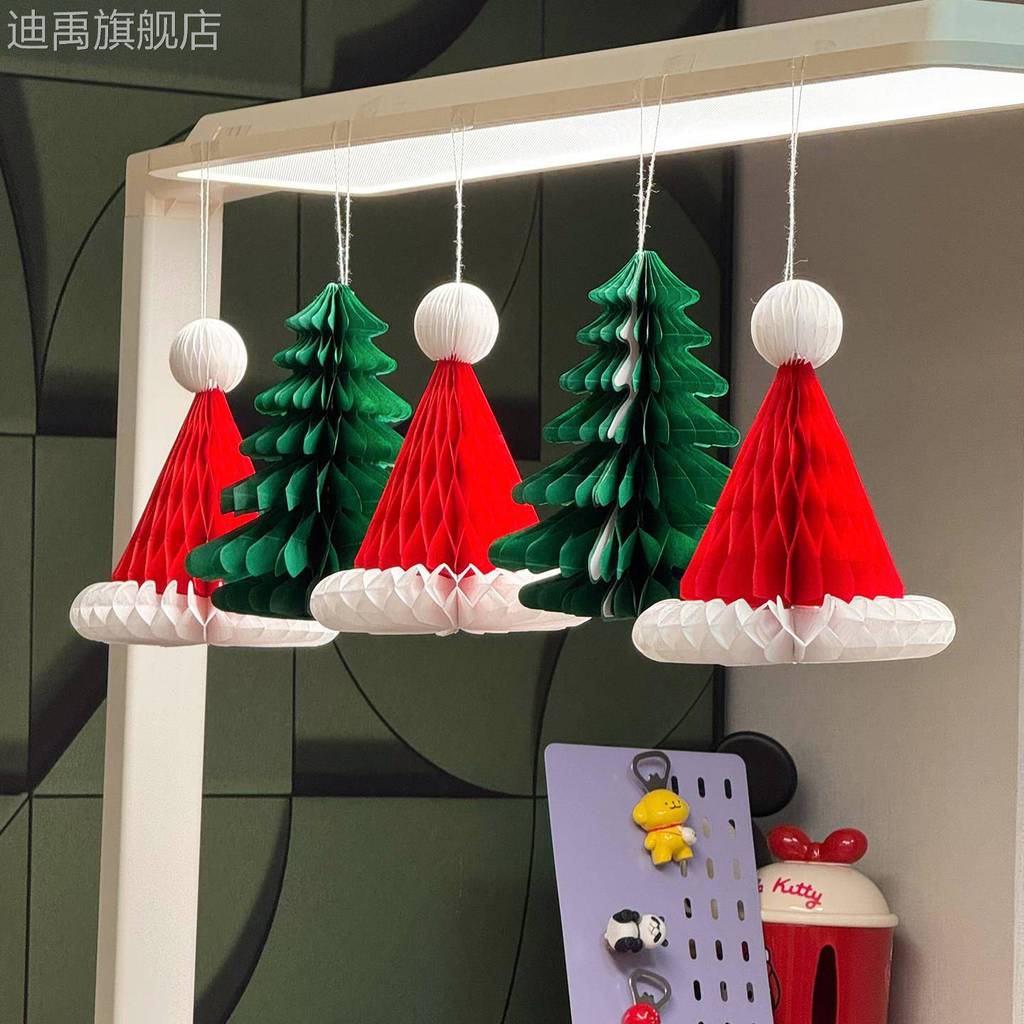 Chapéu de natal árvore pingente decorações de natal loja restaurante Bar cena atmosfera decoração foto adereços decoraçã