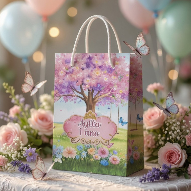 Sacolinha personalizada Jardim Das Borboletas PEGUE E MONTE | Personalizados lembrancinhas mimos