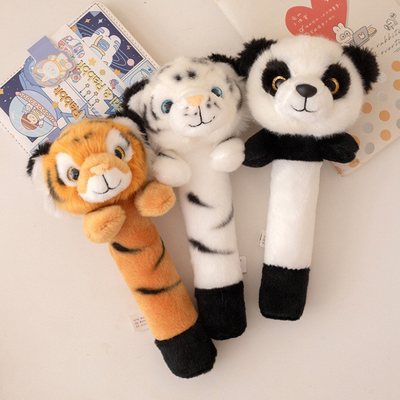 Super macio toque bonito Animal tigre Panda cabeça massageador brinquedo de pelúcia boneca reconfortante Muppet boneca a