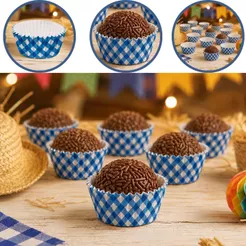 100~600 FORMINHAS FESTA JUNINA ARRAIA Nº05 XADREZ AZUL REGINA (FESTA JUNINA 2026) (CHOCO)
