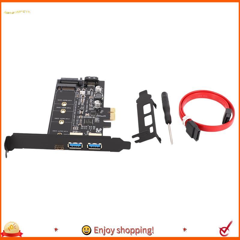 Chengxingsischuanhai0 Adaptador Dual USB3.0 E Type-C M . 2 PCIe M2 SSD SATA B Key Para PCI-Controller Converter Riser Ca