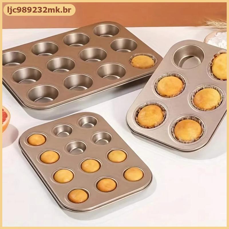 [MYBR] 4/6/12 Copos Bandeja Para Muffin Cupcake Molde Assadeira De Aço Carbono Não Sti Bakeware Bolo De Microondas [WELL