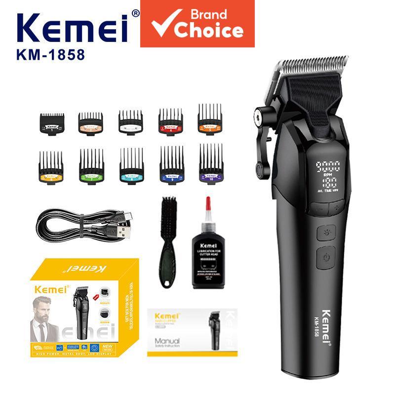 Kemei Km-1858 10W 4600mAh aparador elétrico sem fio, carregamento USB, motor de alta velocidade, lâmina DLC
