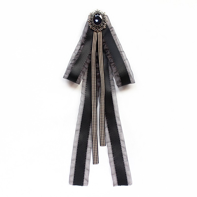 Colar flor feminino simples fita longa preto japonês coreano menina gravata borboleta camisa branca saia JK uniforme ace