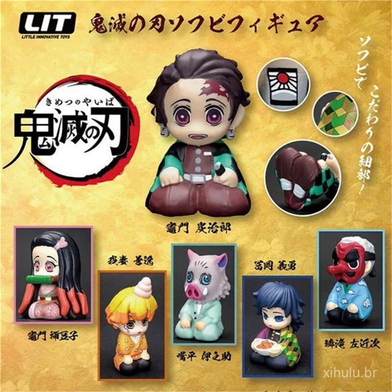 Figura solta LIT gashapon Demon Slayer Midouko, Tomioka Giyu, Zenitsu em pose sentada, figura oca TLN9
