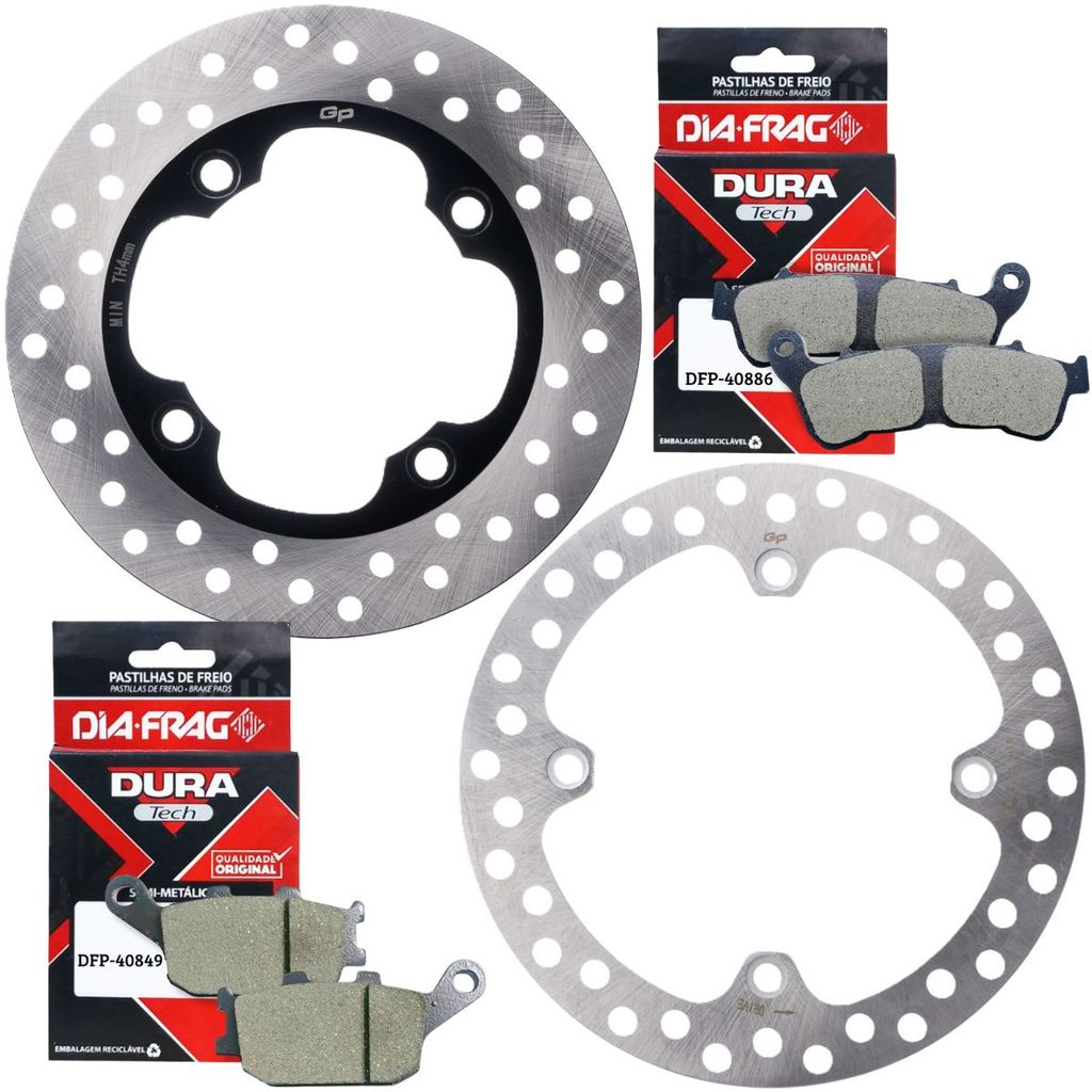 Kit Discos de Freio Xre 300 Abs 2009-2018 + Pastilhas Diafrag
