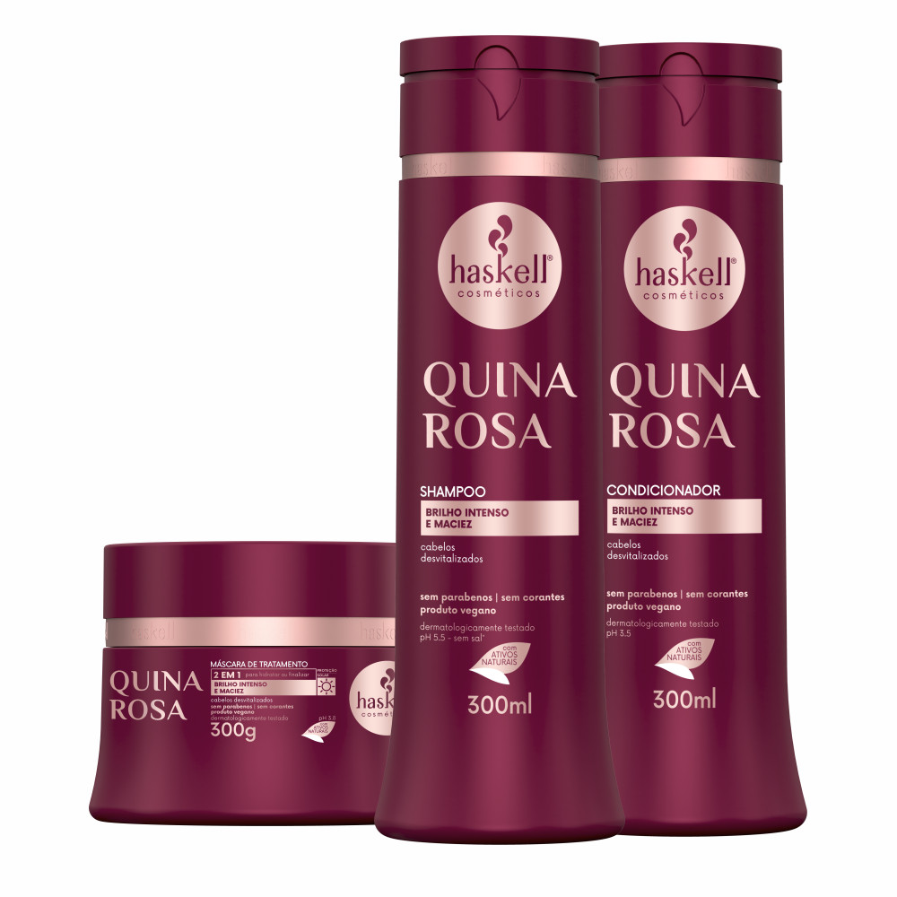 Kit Quina Rosa 300gr Haskell (3 itens) | Hidratação intensa