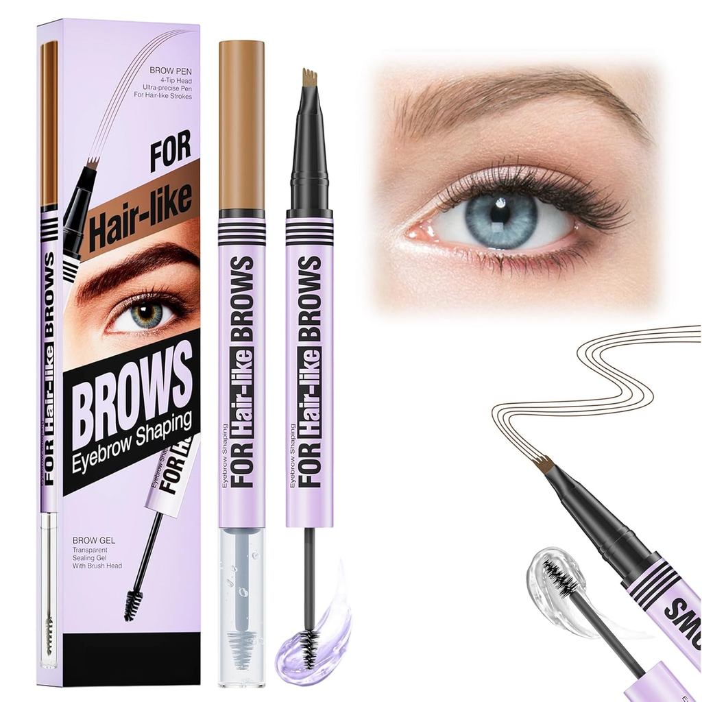 Lápis de Sobrancelha para Microblading, Caneta de Sobrancelha 2 em 1 com Ponta Dupla, Modelo 2026 Aprimorado, Ponta Micr