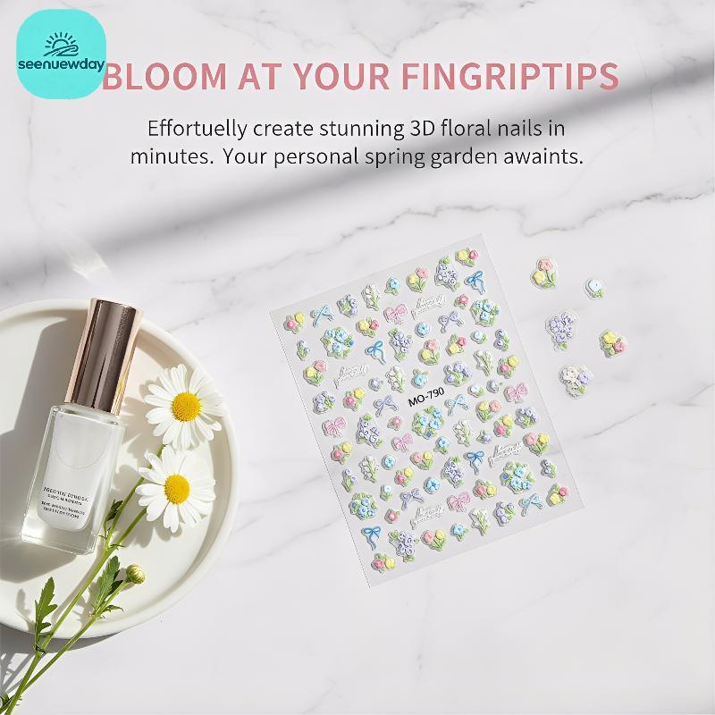 [seenuewday] Kit De Decalques DIY 3D Nail Art Stiers Meninas Design Acessórios De Manicure Para Decoração De Unhas Em Fe