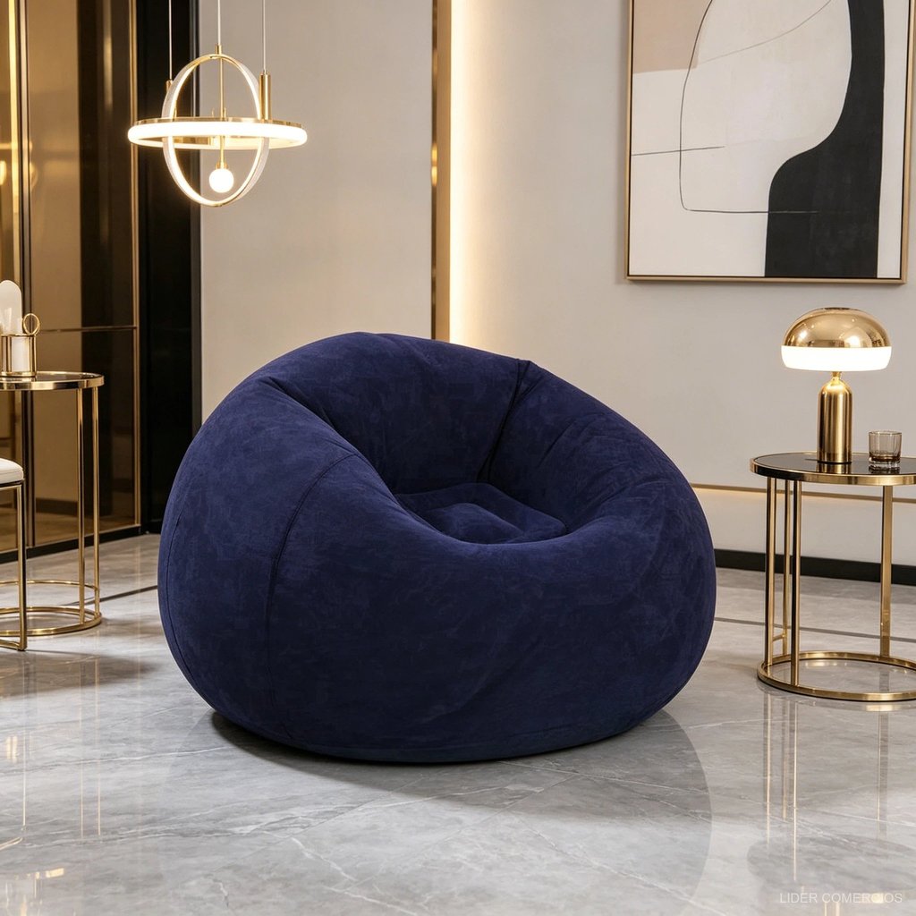 1 Pc Puff Poltrona Inflável Aveludado Sofá Individual para Sala Quarto Decoração