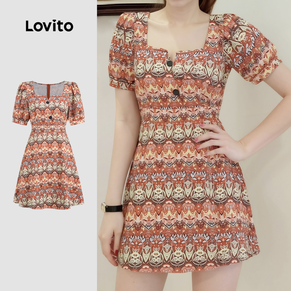 Lovito Vestido Boho Primavera/verão Feminino LK5ED269