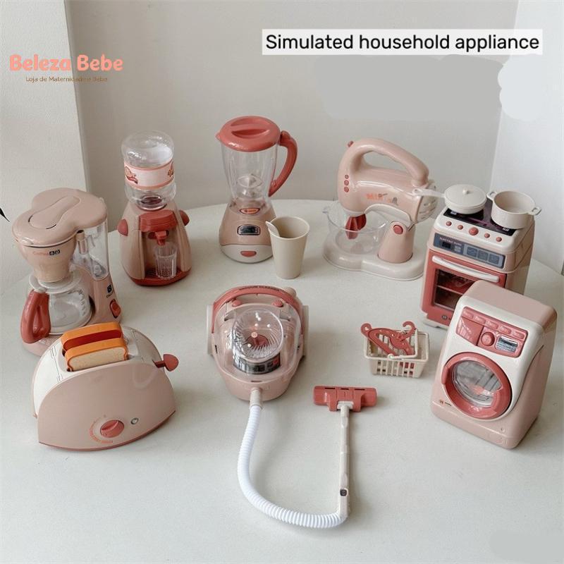 Belaeza Bebe Jogar Casa Brinquedo Máquina De Lavar Aspirador De Pó Cafeteira Torradeira Mini Eletrodomésticos Brinquedos