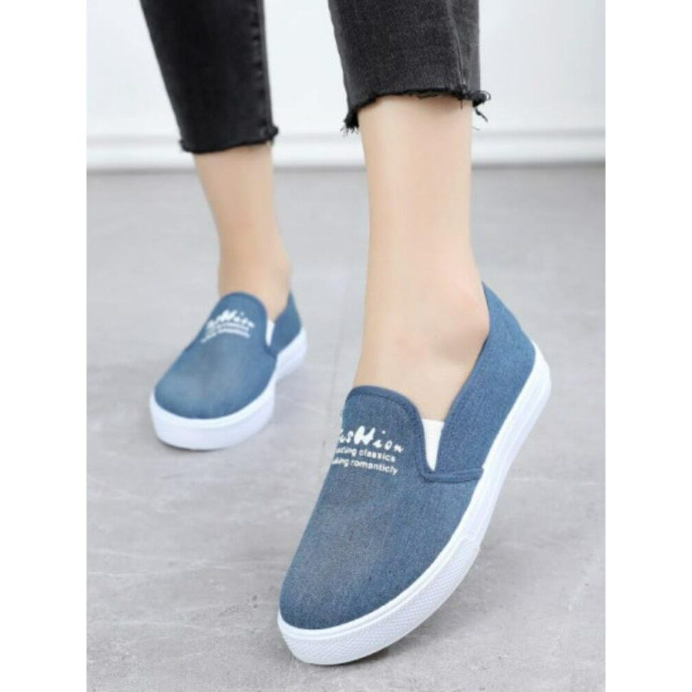 Sapatos de pano sapatos femininos único sapatos planos confortáveis moda Denim sapatos de lona casuais de sola grossa de