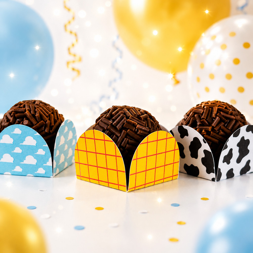 Kit 50 Forminhas Estampa Toy Story / Store Doce Brigadeiro Personalizada 4 Pétalas Aniversário Festa