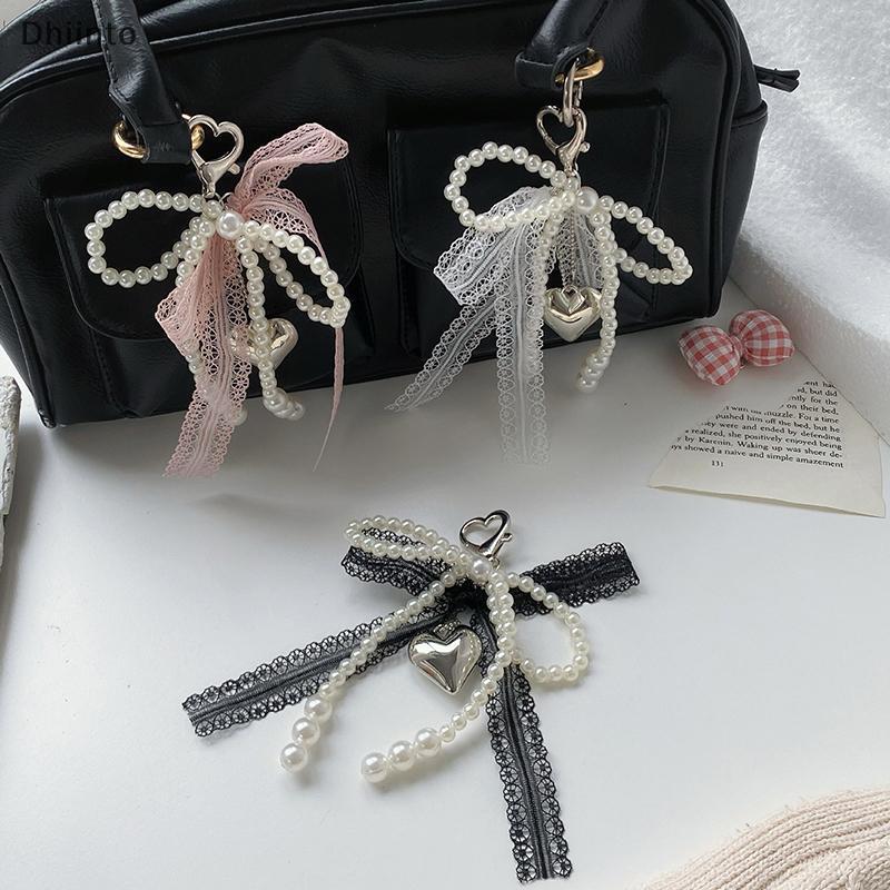 [Dhiint] Chaveiro Com Laço De Renda , 1 Peça , Pingente De Contas Doces , Alça Arco Para Capa De Telefone , Bolsa Femini