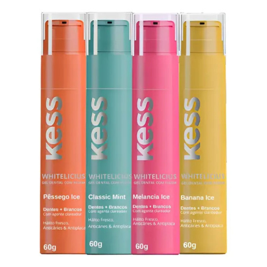Kit c/4 Creme Dental Clareador Com Fluor Kess Belliz