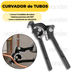 Curvador De Tubos Tipo Alavanca 3 Em 1 Para Cobre E Alumínio Vonder Profissional 180 Graus
