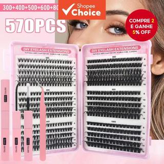 Kit De Aglomerados De Cílios DIY 570 Unidades-Ferramenta De Vedação E Aplicador De Ligaçã…