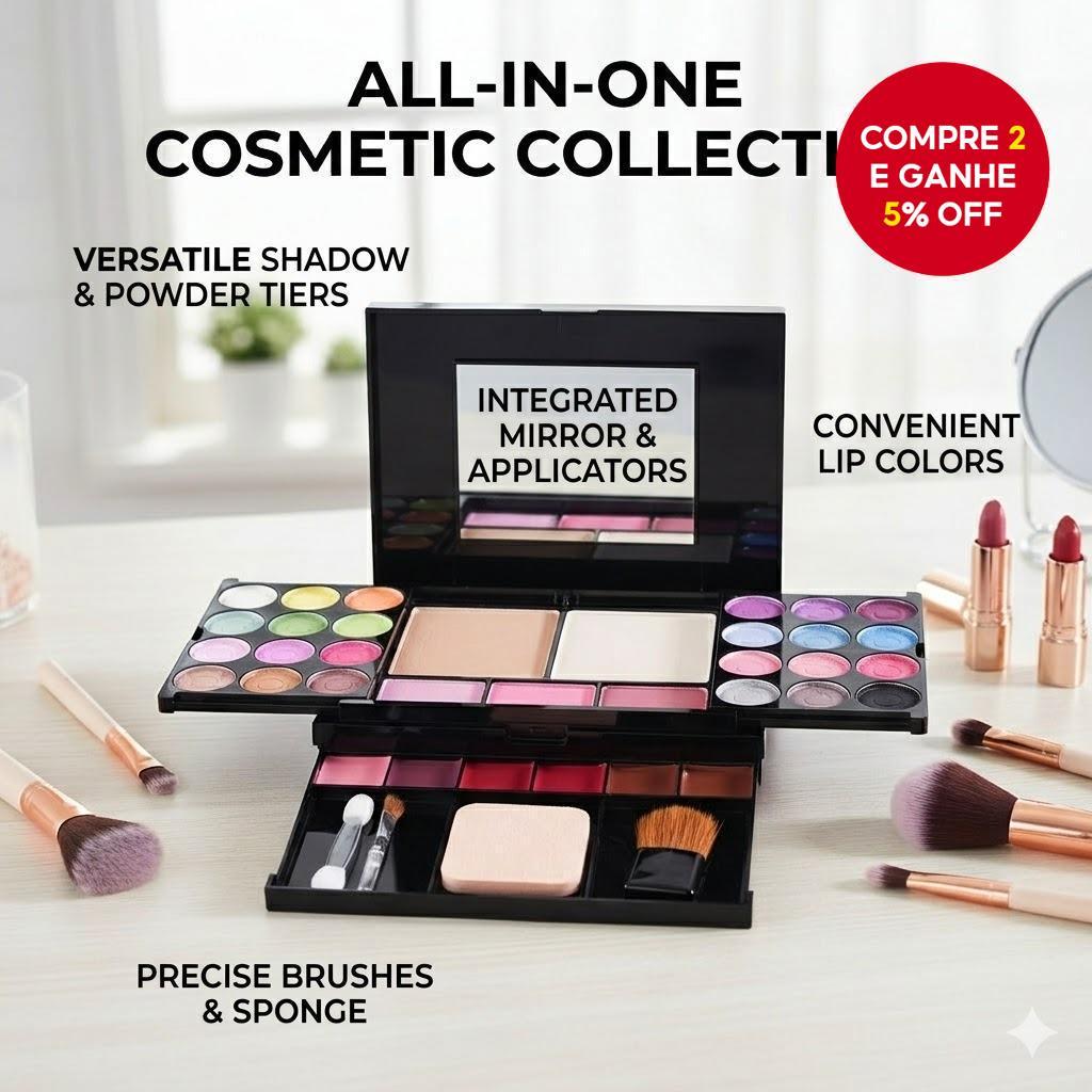 Conjunto De Paleta De Maquiagem Rosa Kit Multifuncional Profissional Com Pincéis De Esponja Para Presente De Aniversário