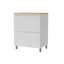 Balcão de Cozinha Rainha 1 Porta e 1 Gaveta c/ Tampo 70cm Branca/Nature - Nesher