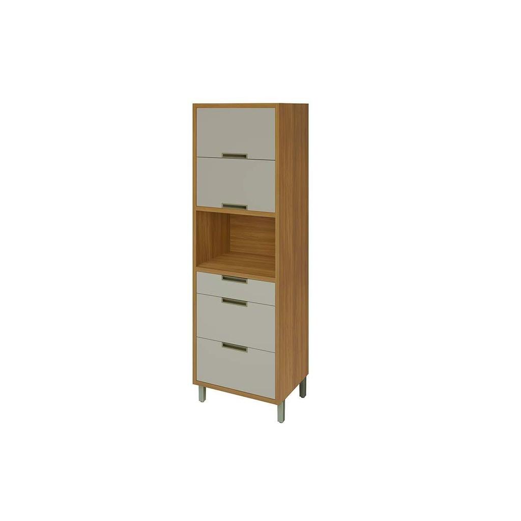 Módulo Cozinha Nesher Imperatriz Paneleiro c/ 2 Portas e 3 Gavetas (1 Forno) 70cm Freijo/Off White