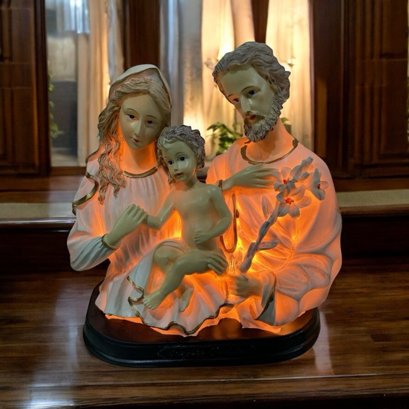 Imagem Luminária Busto Sagrada Familia 16 cm Resina Importada Busto Família