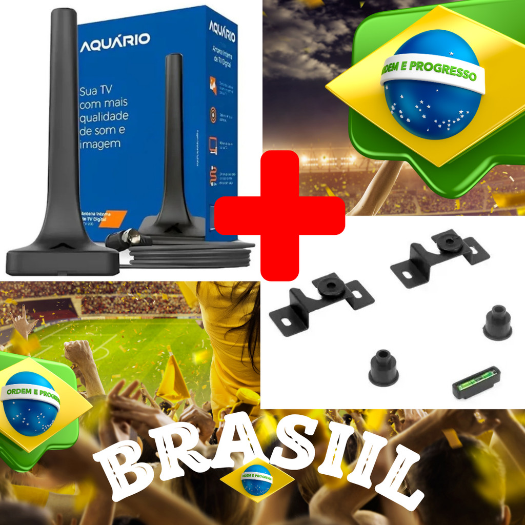 Antena Digital Interna JOGO EM HD 4K + Suporte TV Fixo TV 80 POL 100kg