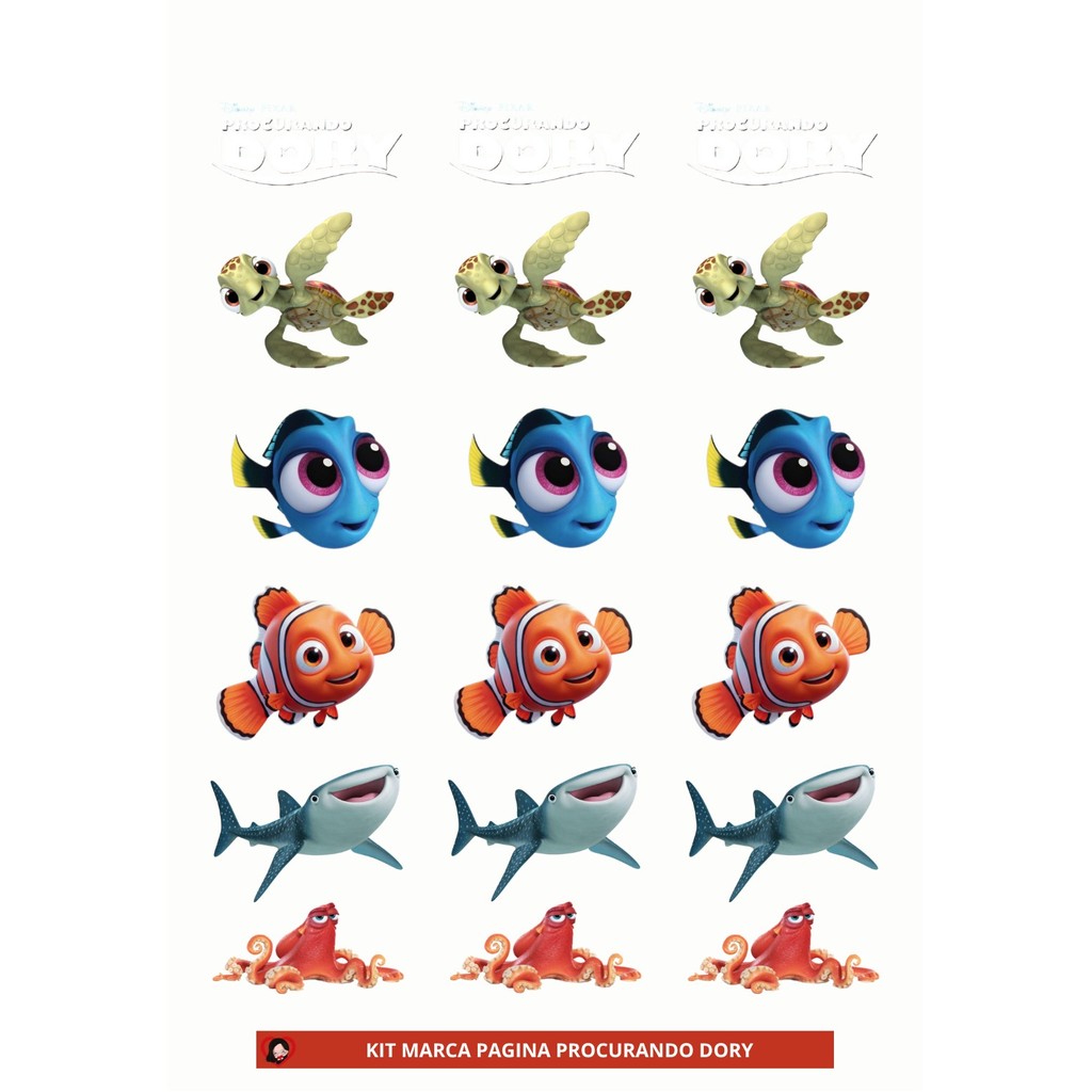 ADESIVO DTF UV KIT MARCA PAGINA PROCURANDO DORY - 3 UNIDADES PARA APLICAR 12x2,5