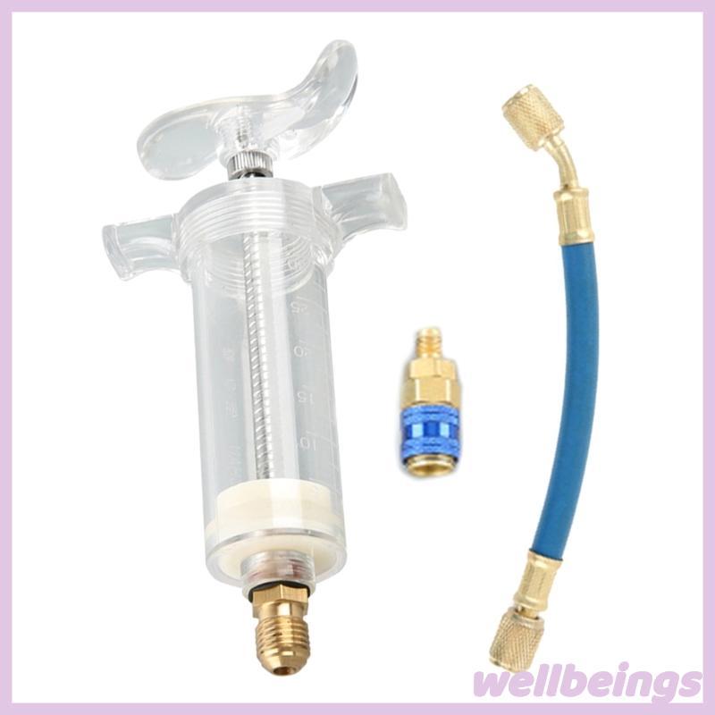 WELL Carro Ac Injetores Óleo E Tintura 30ml Adaptador Acoplador Rápido Lateral Baixo R134a 1 4 SAE Tubo Enc