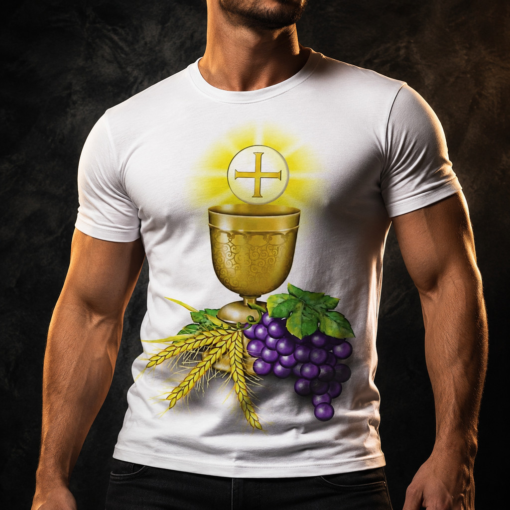 Camiseta Católica Eucaristia Primeira Comunhão - Dicelli