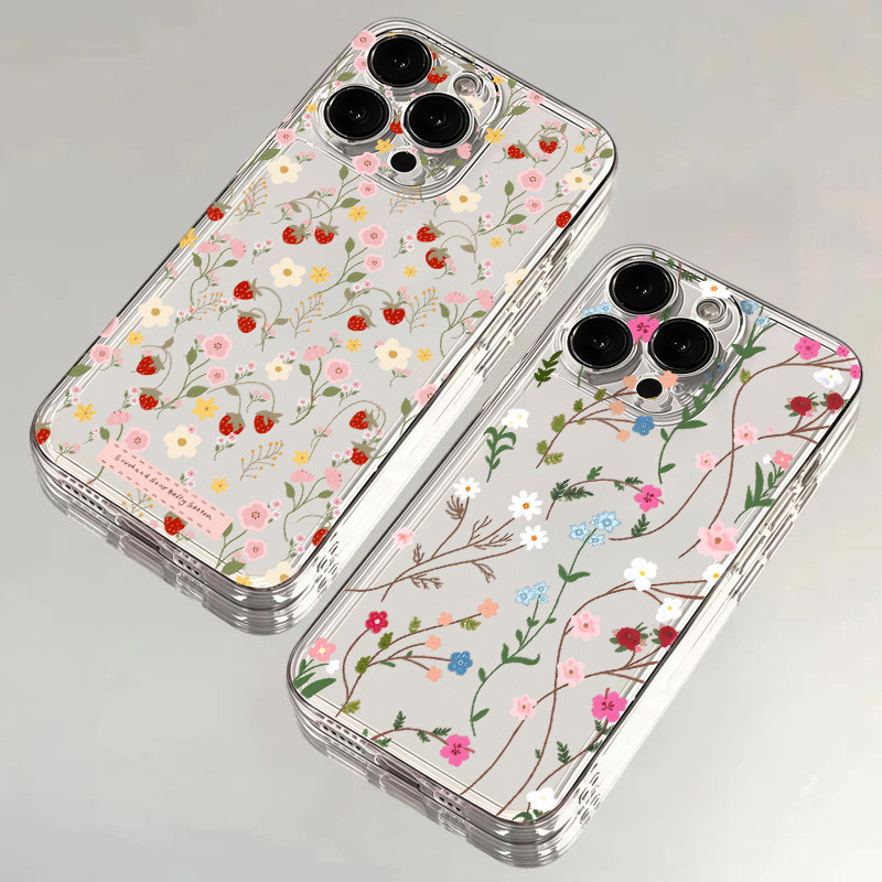 Capa De Celular Para Samsung Galaxy M54 M23 J4 J6 Plus J7 J2 Prime G530 A7 2018 Invólucro Morango Lírio Flor Transparent