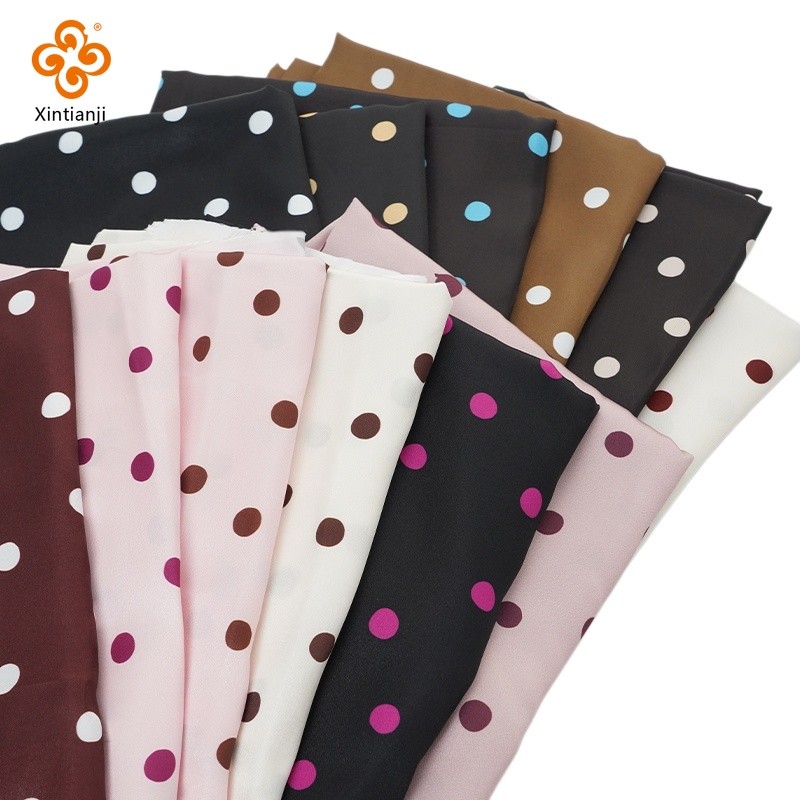 Tecido De Cetim Estampado De Bolinhas Respiráveis Para Costura , Saias , Vestidos , Blusas , Material Artesanal DIY 50X1
