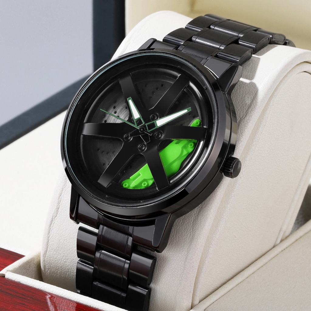 Relógio masculino de quartzo moderno, luminoso, à prova d'água, boate, atraente, carro esportivo, preto, Samurai, rodas,