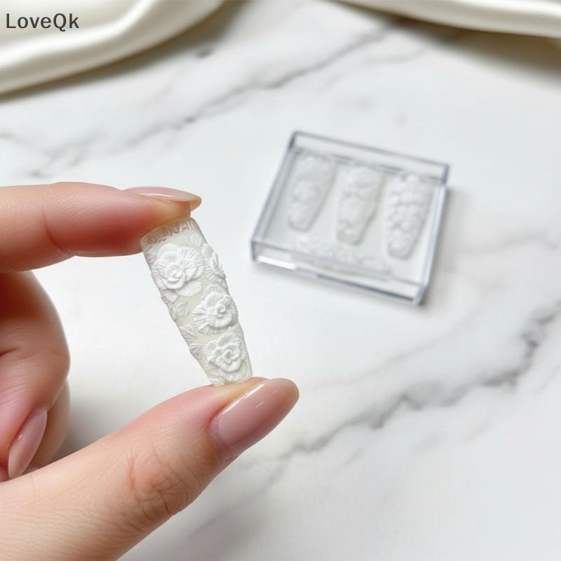 LoveQk Flower Design Nail Art Mold Silicone 3D Para Decorações De Manicure DIY Em Casa Ou No Salão De Beleza Qk