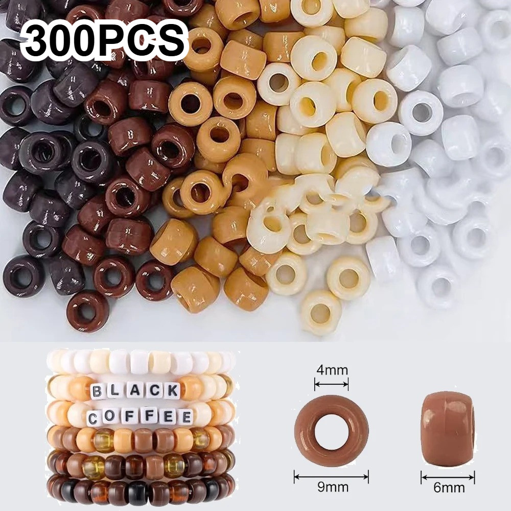 300 Pçs Contas De Pônei Acrílico 6x9mm Grande Buraco Caneta Cabelo Para DIY Amizade Pulseira Colar Jóias Fazendo Brinco