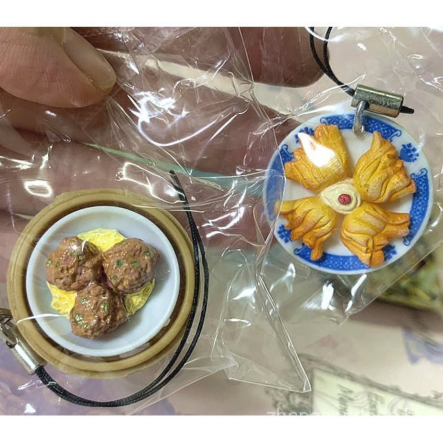 Novo brinquedo alimentar importado do Japão, decoração de pingente para celular, bolinhos de camarão, bolinhos de carne,