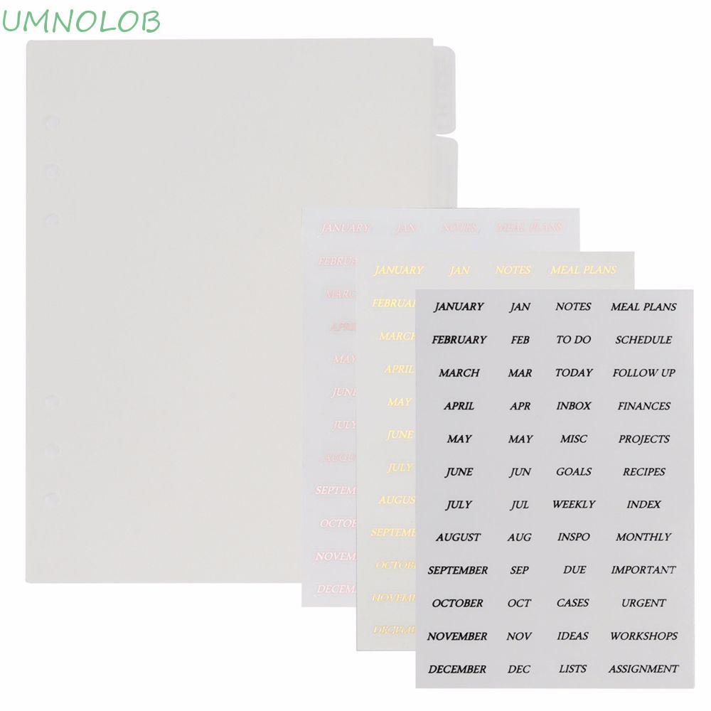 UMNOLOB Divisores De Índice De Fichário , Adesivo Para Notebook A5/A6 , Separador Transparente