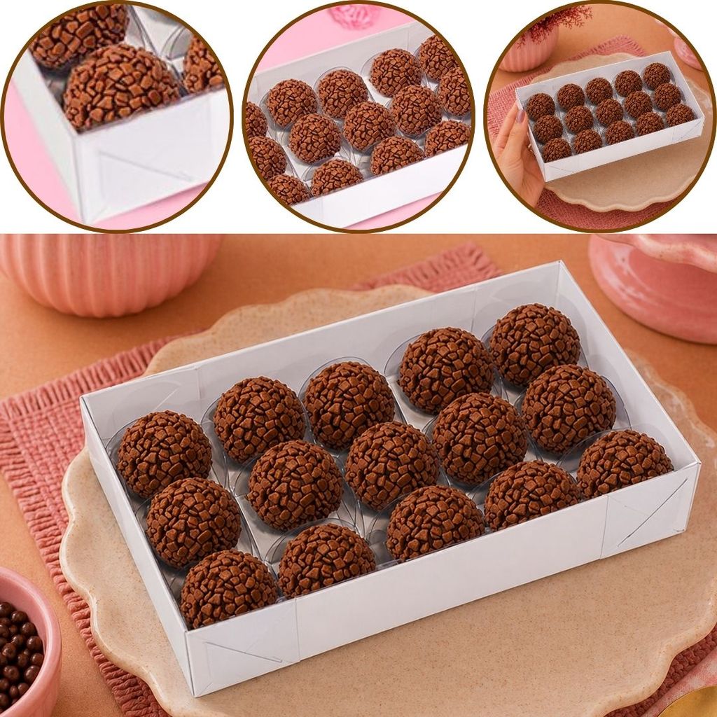 10~30 CAIXA P/ 15 DOCES C/ VISOR BRANCA 20X12X4 4654 (IDEIA) CHOCO