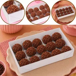 10~30 CAIXA P/ 15 DOCES C/ VISOR BRANCA 20X12X4 4654 (IDEIA) CHOCO