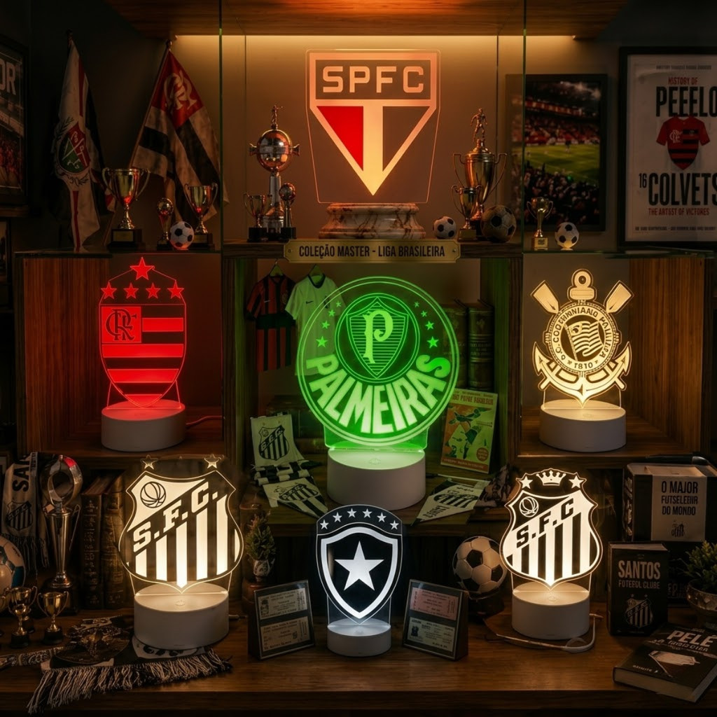 Luminária LED 3D Futebol Time Decorativa