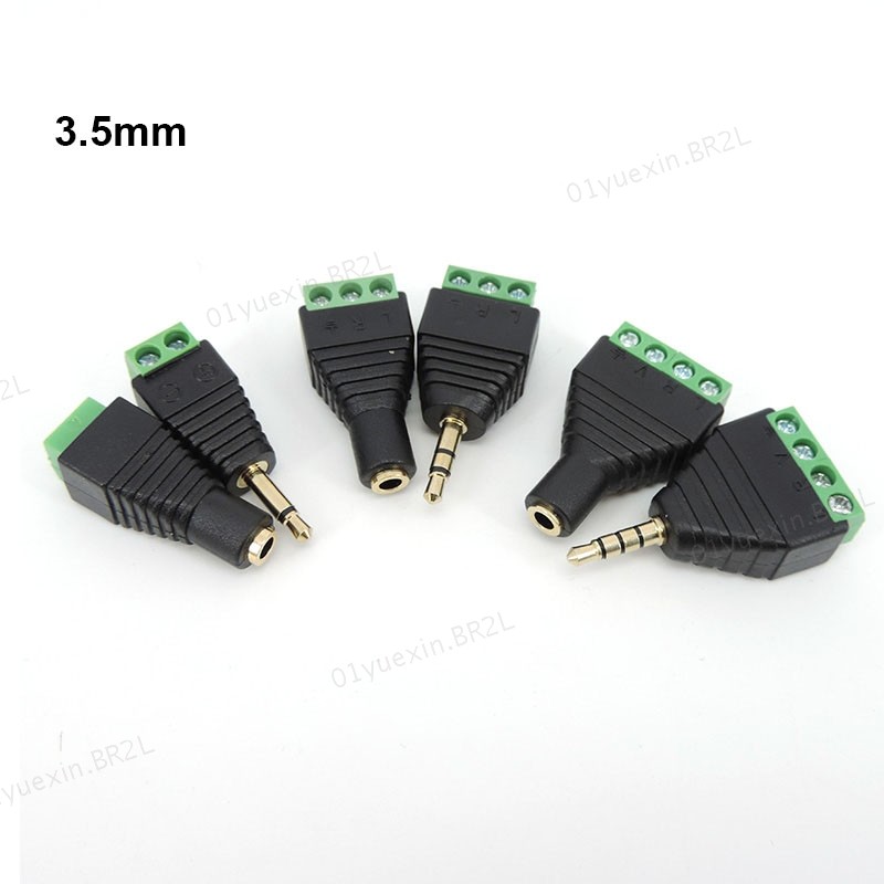 Vídeo AV 3.5mm 2 3 4 Pólo Pino mono Estéreo Macho Fêmea Conector Soquete Parafuso Terminal Jack 3.5 Bloco Plug BR2L