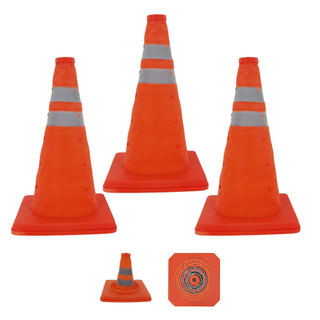 Cone Retratil Portatil Kit 3 Sinalizador Dobravel Flexivel Segurança Obra Estacionamento Estrada Rodovia Balizador
