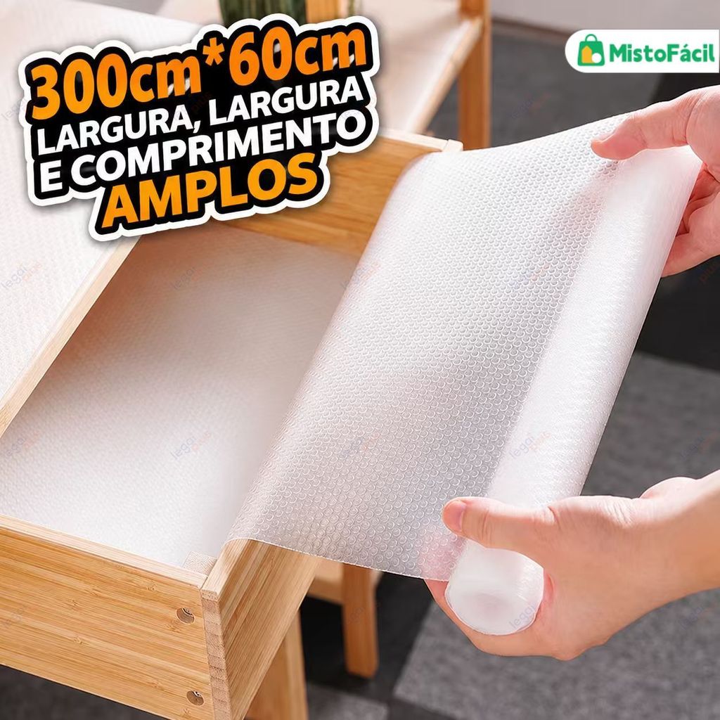 Forro Solução Impermeavel e Antiderrapante Proteção Total Material Ecologico Resistente para Armario Gaveta Transparente