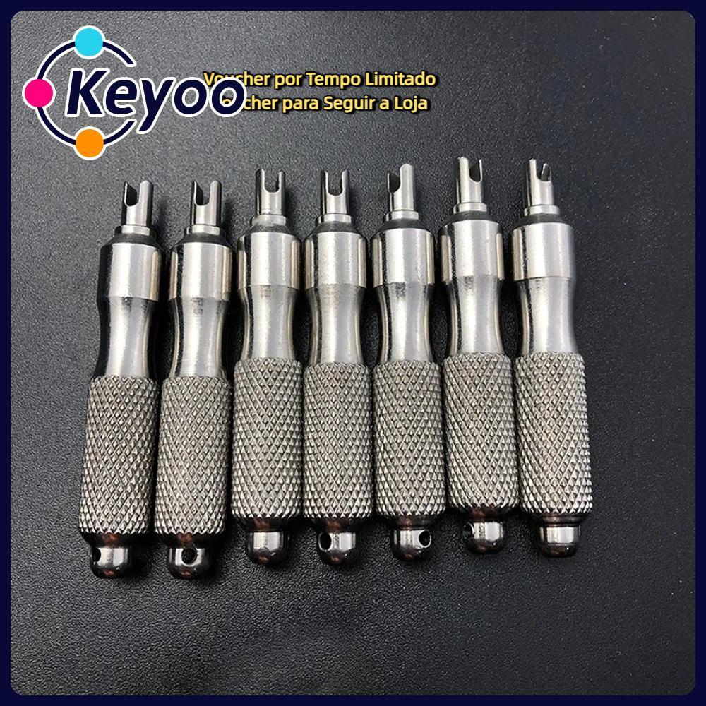 [KEYOO] Chave De Válvula De Pneu , Fenda Antiferrugem Para Reparo De Pneus De Aço Inoxidável , Com Chaveiro , Ferramenta
