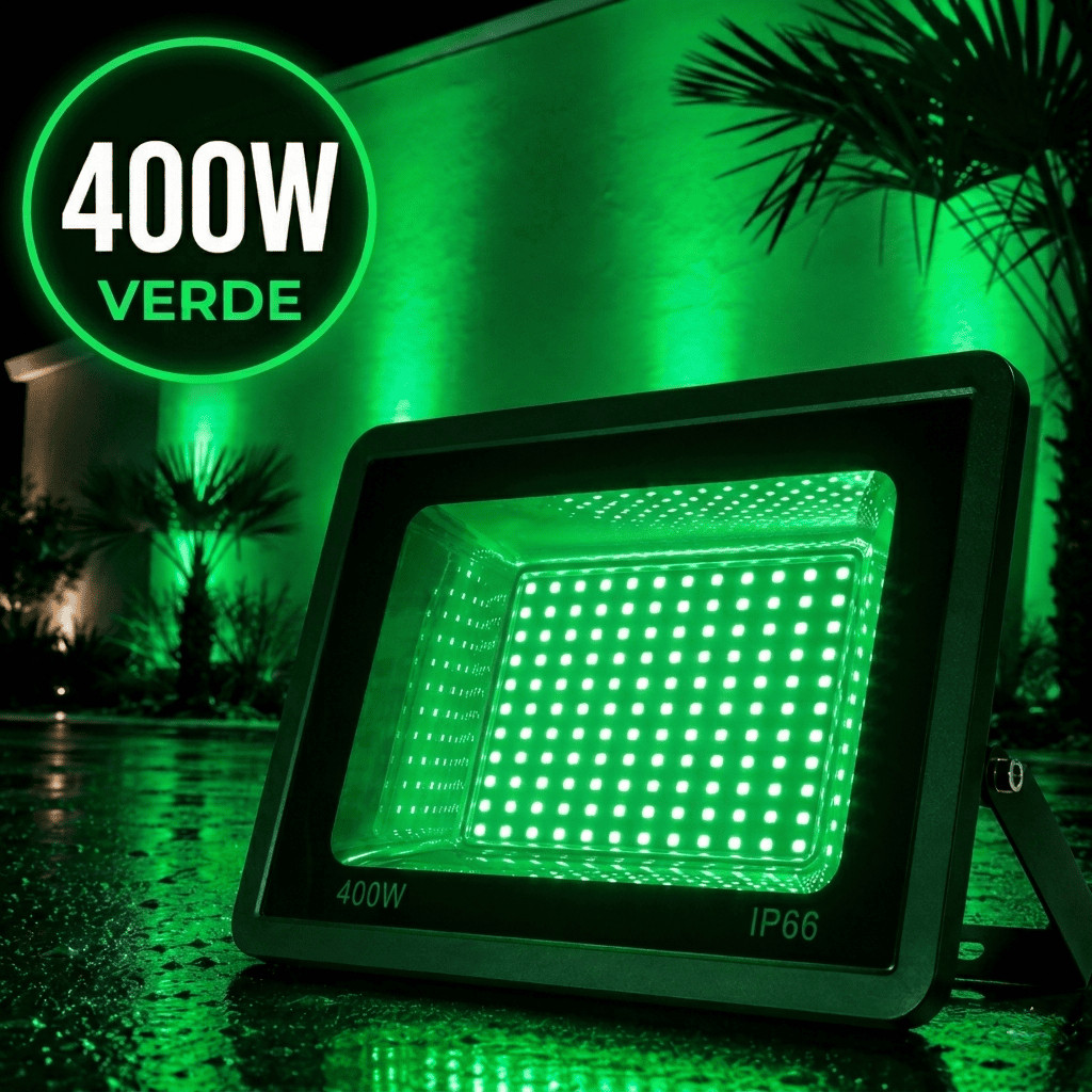 Refletor Holofote LED Verde 200W Bivolt IP66 Holofote Festa Jardim Externo Prova D Água