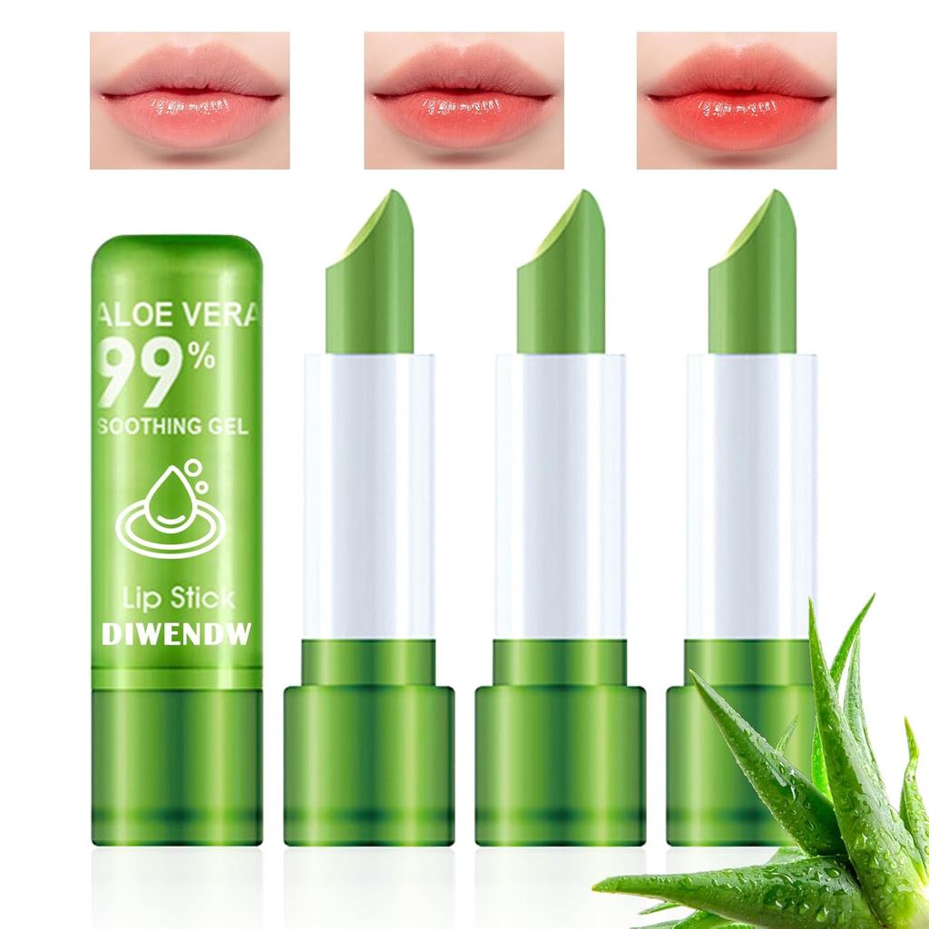 4PCS Aloe Vera Color Changing Lipstick,Temperature Color Change Lip Gloss Makeup Set,Waterproof Long Lasting Aloe Vera T